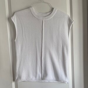 White Sleeveless Crew Neck Sweater